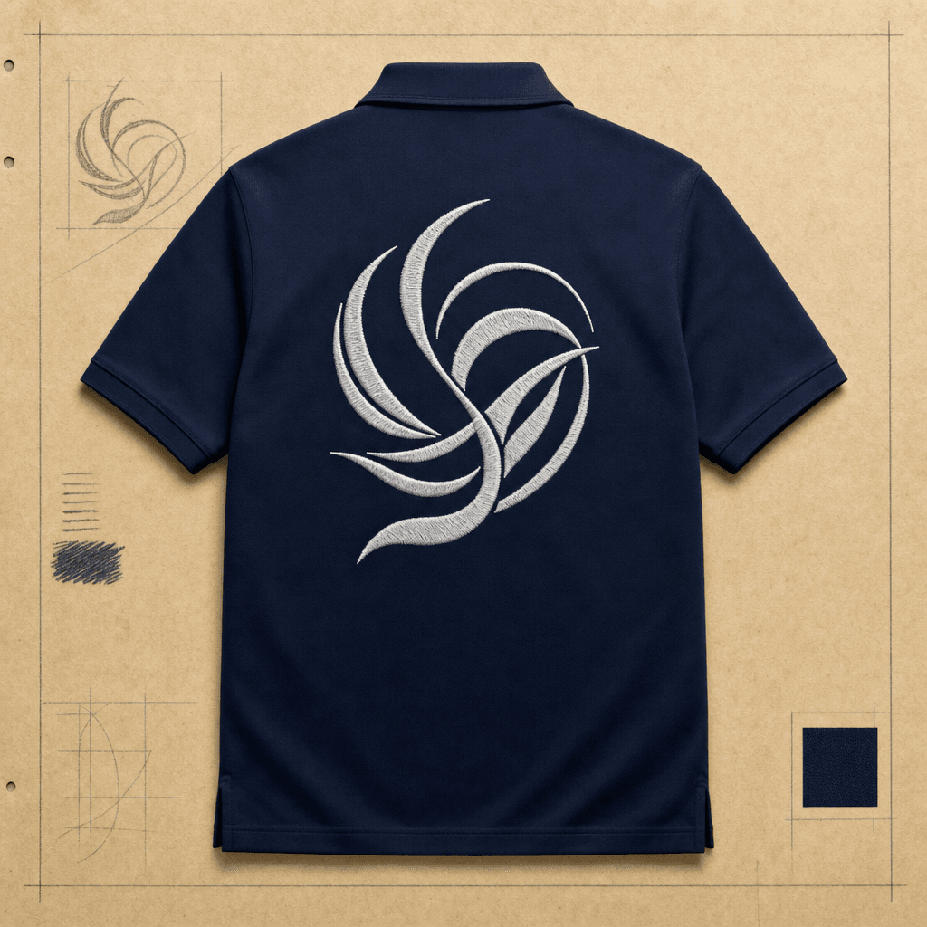 Back custom apparel proof on a proof sheet