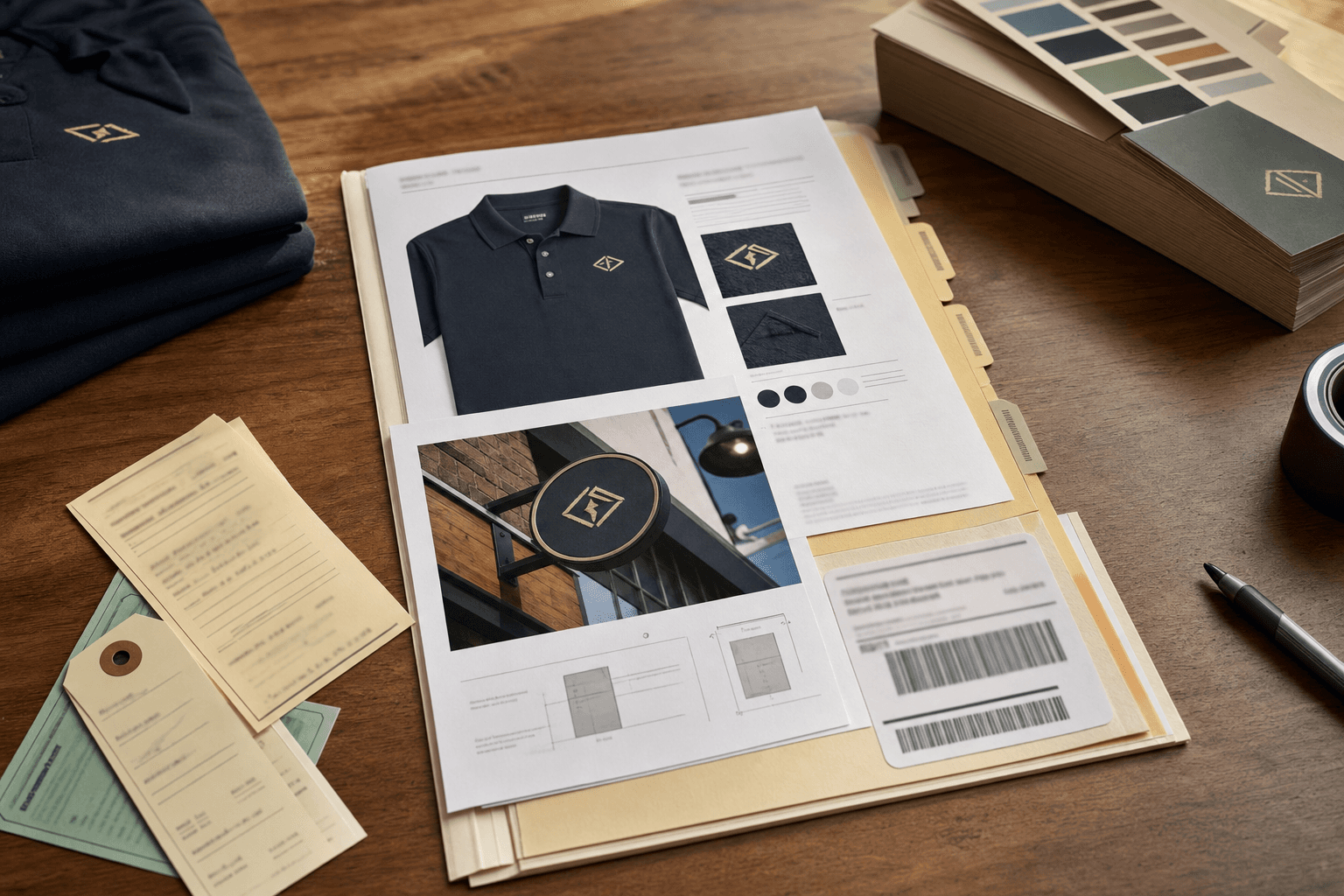 Custom order evidence packet with proof sheets and shipping records